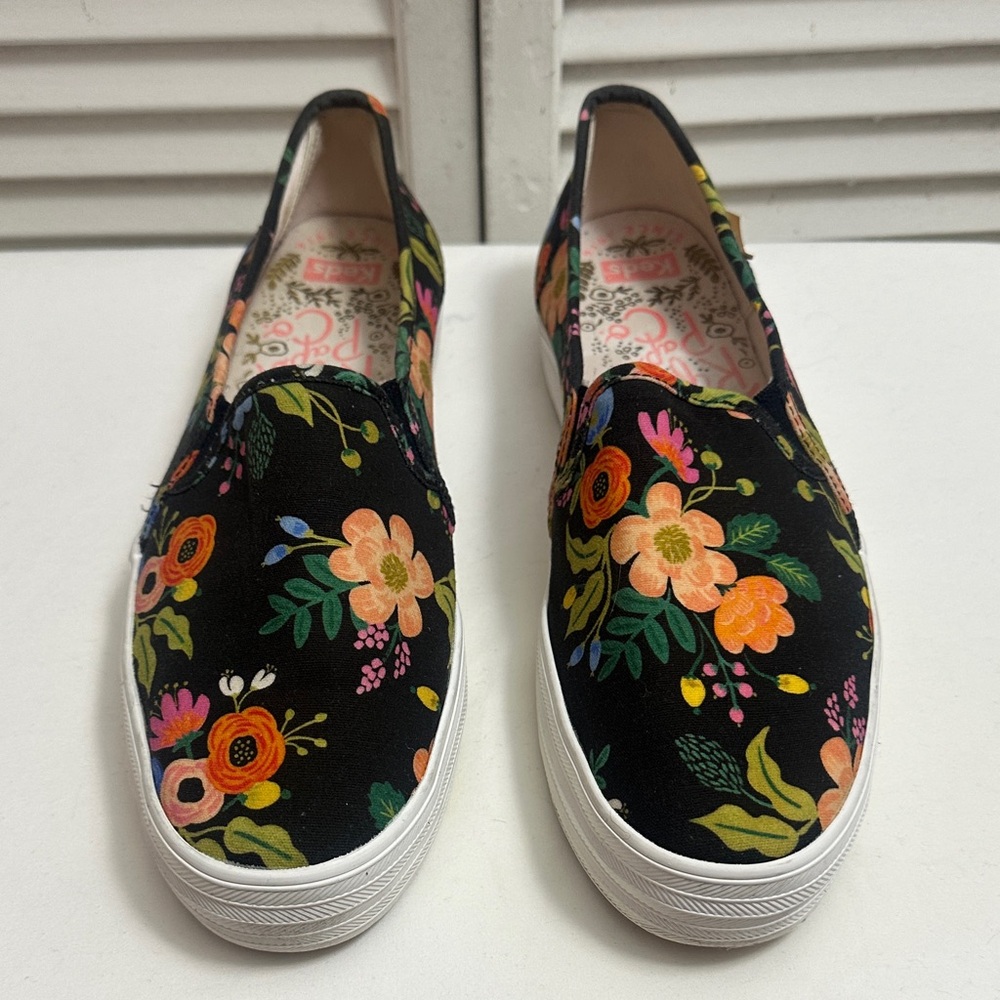 Keds Black Floral Slip-On Sneakers